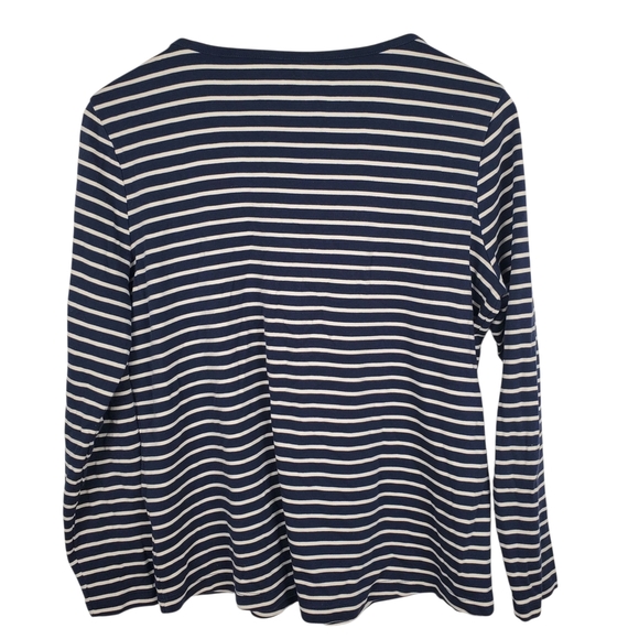 L.L. Bean Navy and White Striped Shirt. Women's XL. H106 - Picture 4 of 9